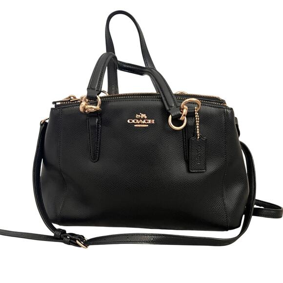 Coach Crossgrain Leather Mini Christie Carryall Shoulder Handbag Black - Picture 1 of 10